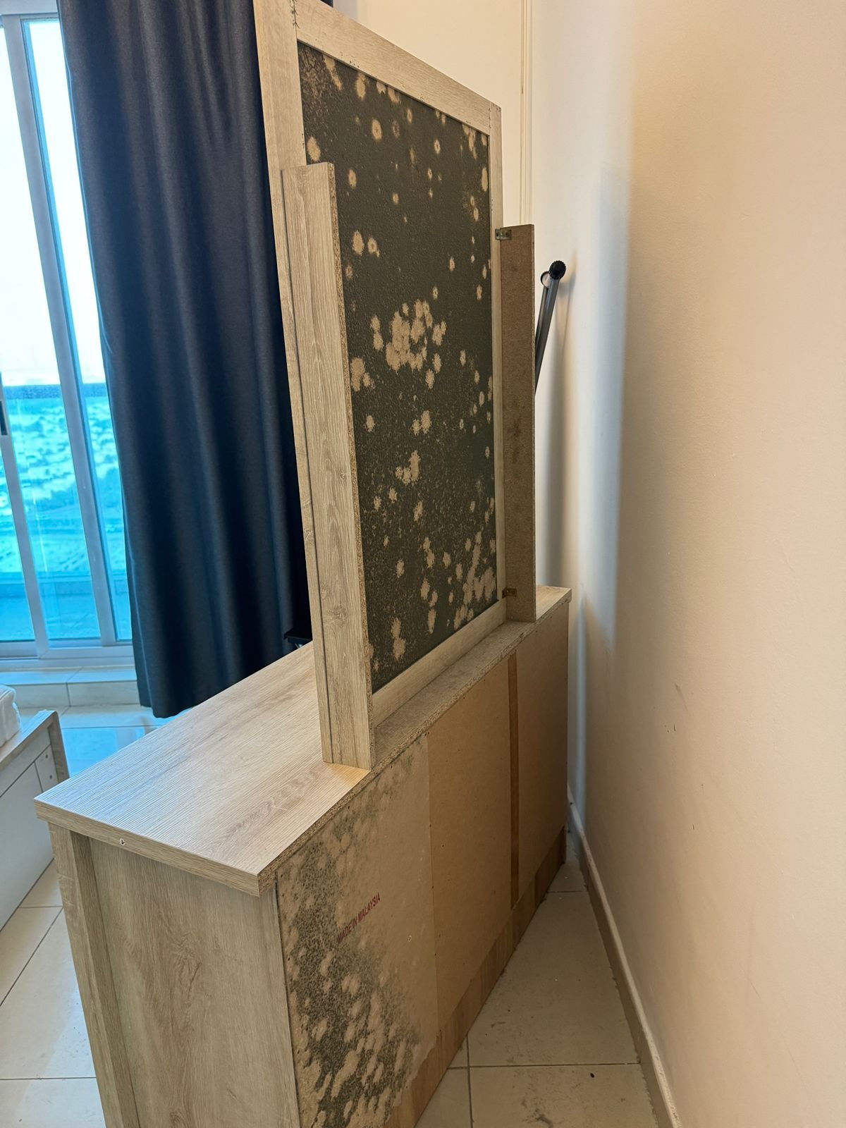 mold on the dressing table in dubai apartment